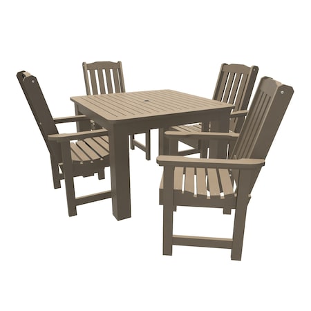 Highwood Usa Lehigh 5pc Square Outdoor Patio Furniture Dining Set AD-DNL44-WBR